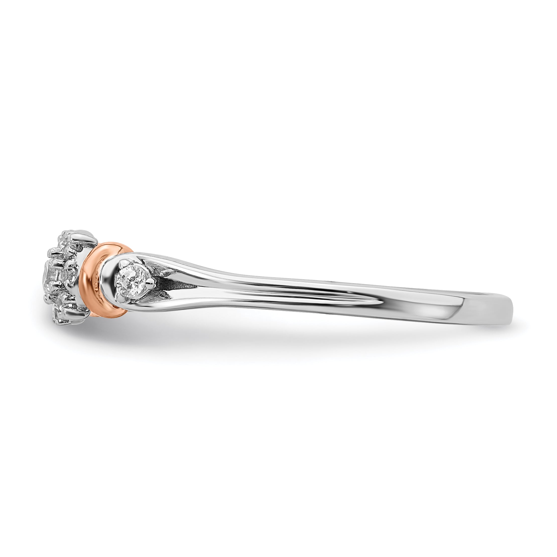 14k Two-tone Rose and White Gold 1/6 carat Lab Grown Diamond VS/SI+ G+ Petite Engagement Ring