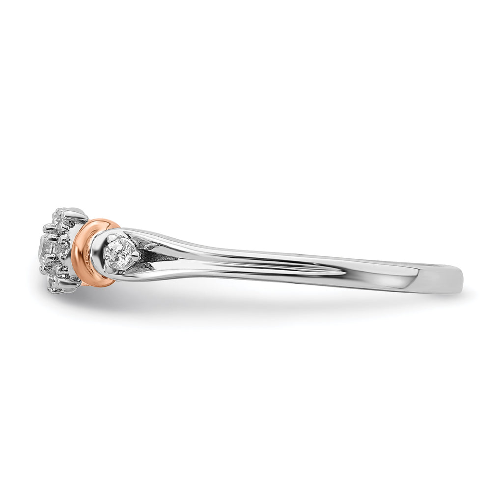 14k Two-tone Rose and White Gold 1/6 carat Lab Grown Diamond VS/SI+ G+ Petite Engagement Ring