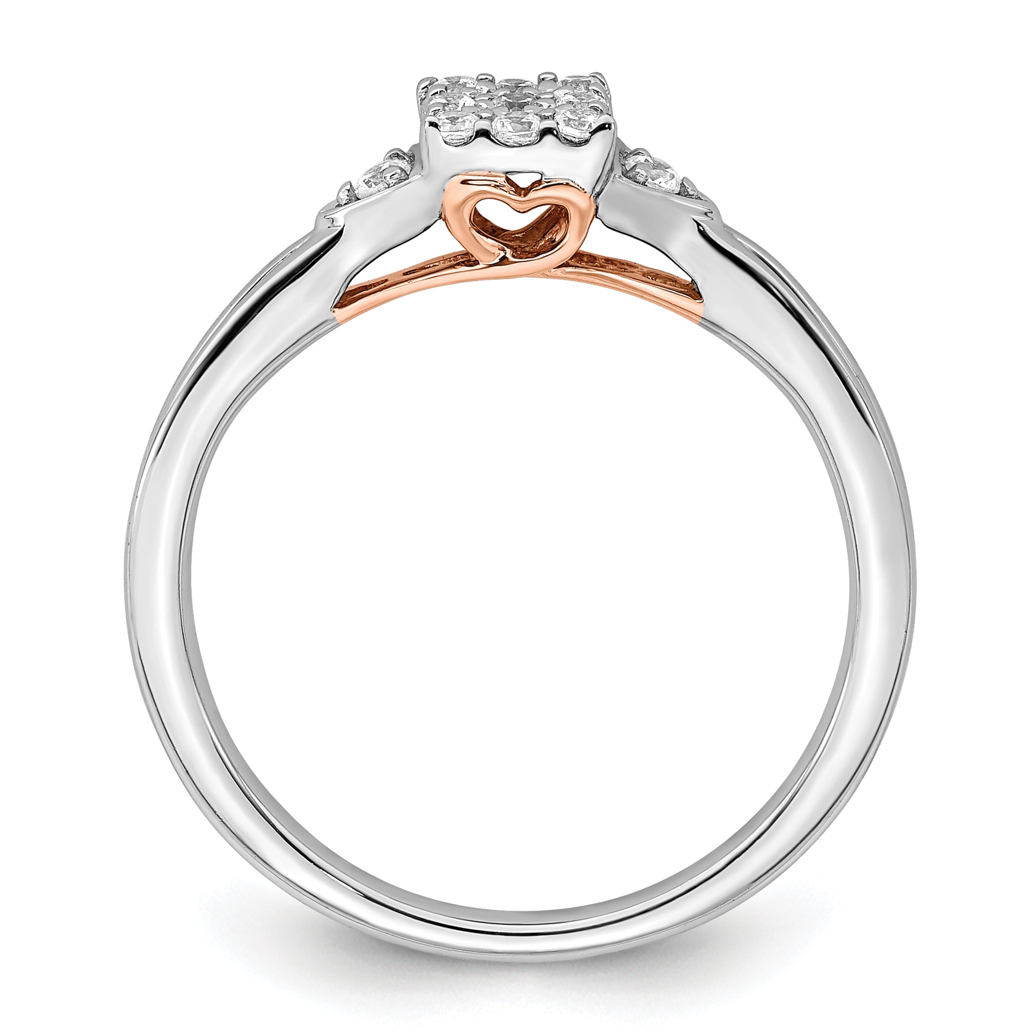 14K Two-Tone Lab Grown Diamond VS/SI+ G+ Heart Cluster Ring