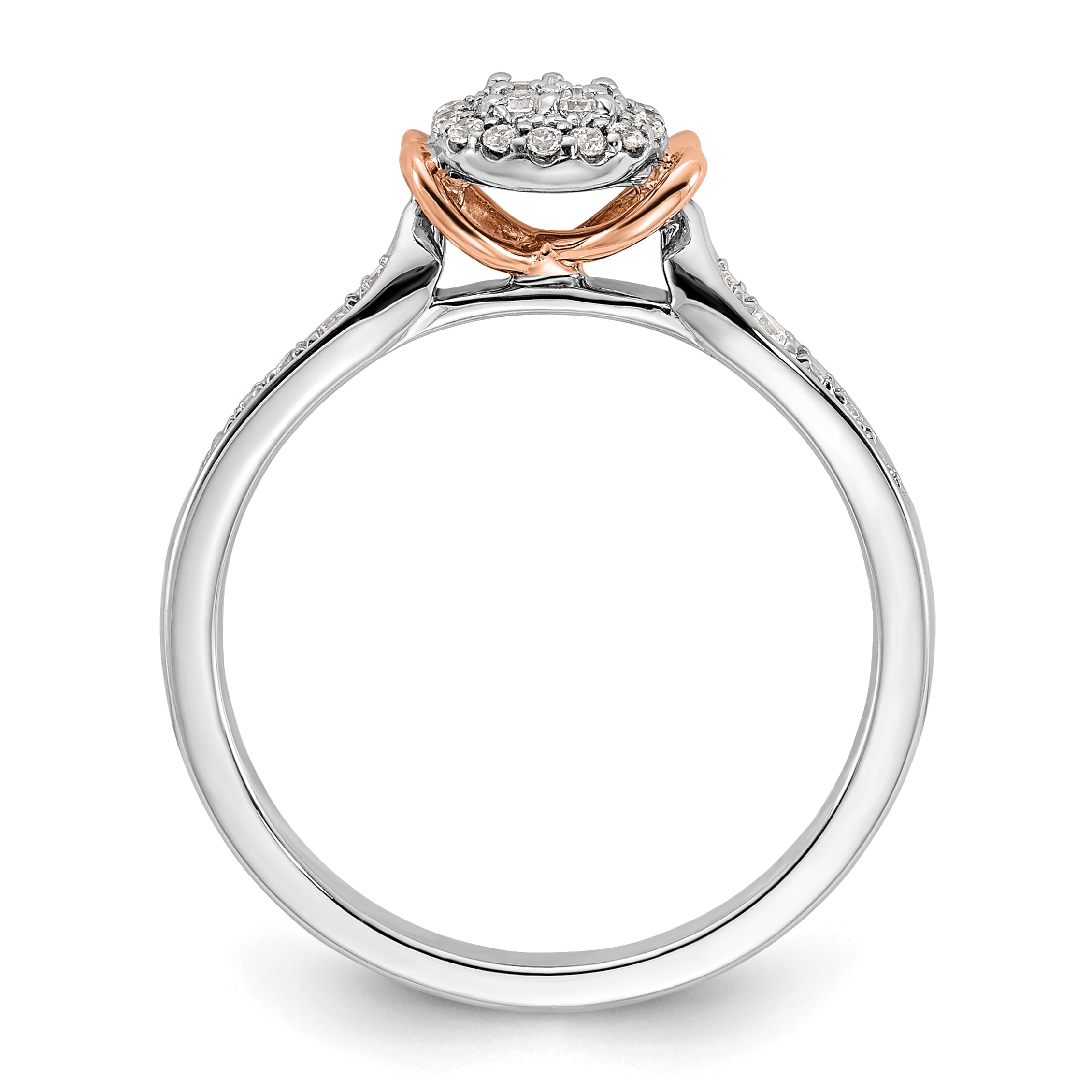 14K Two-Tone Lab Grown Diamond VS/SI+ G+ Oval Cluster Ring
