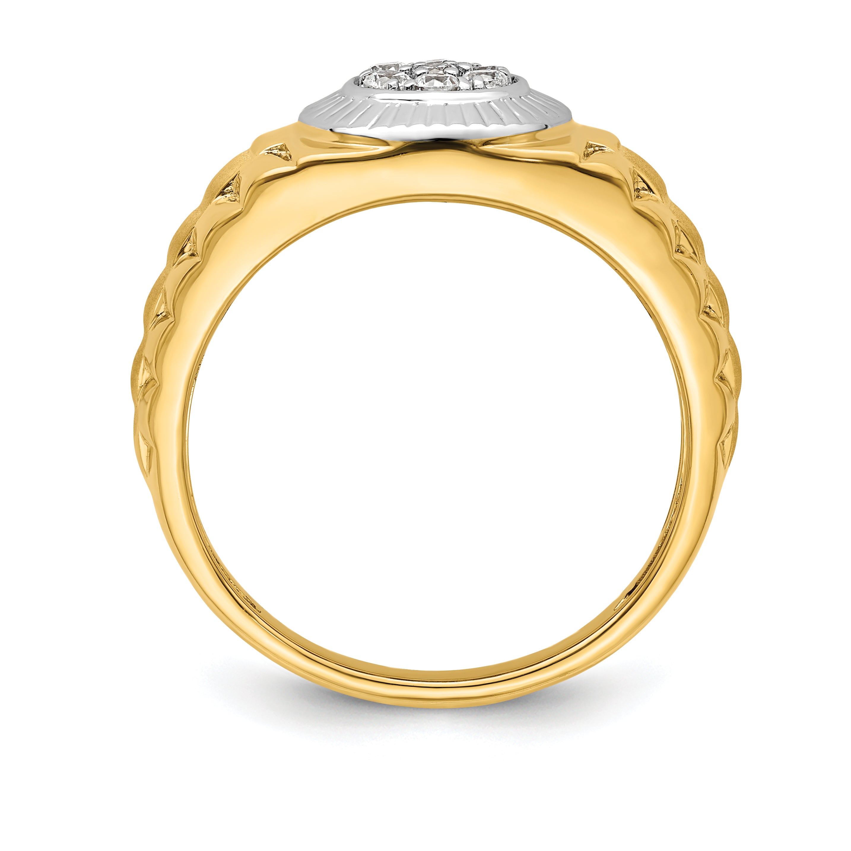 14k Two-tone 1/4 carat Lab Grown Diamond VS/SI+ G+ Complete Men's Ring