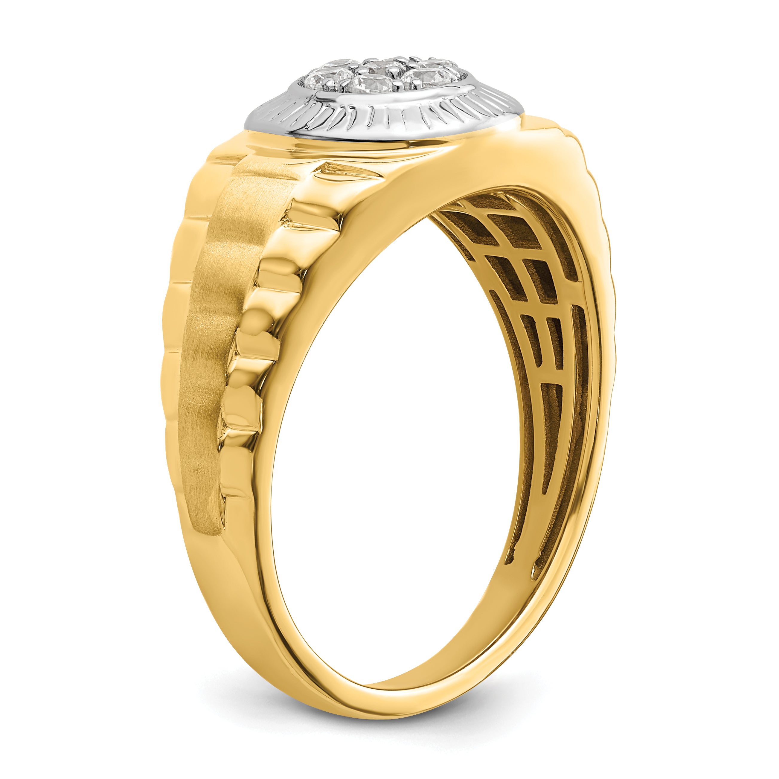 14k Two-tone 1/4 carat Lab Grown Diamond VS/SI+ G+ Complete Men's Ring