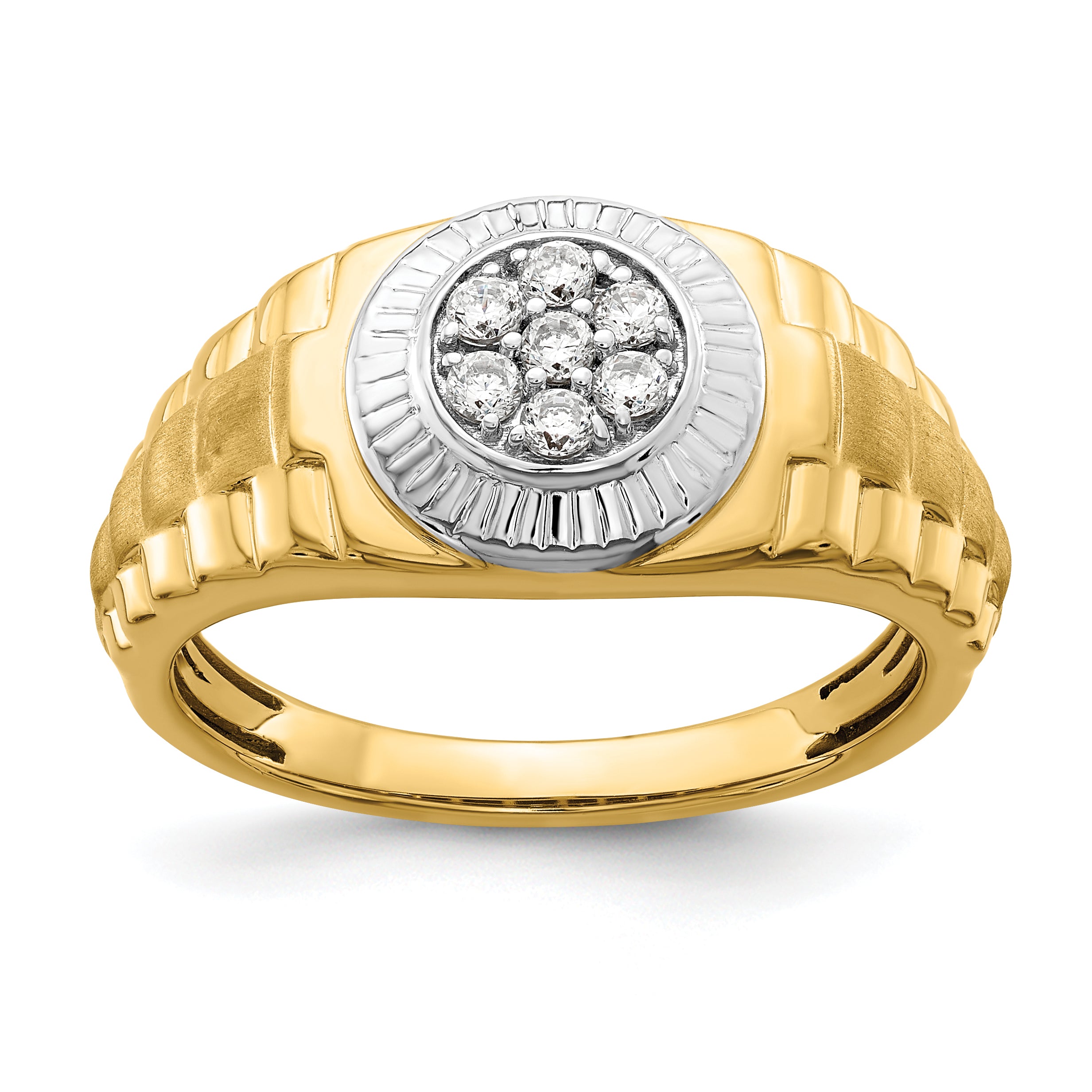 14k Two-tone 1/4 carat Lab Grown Diamond VS/SI+ G+ Complete Men's Ring Main image