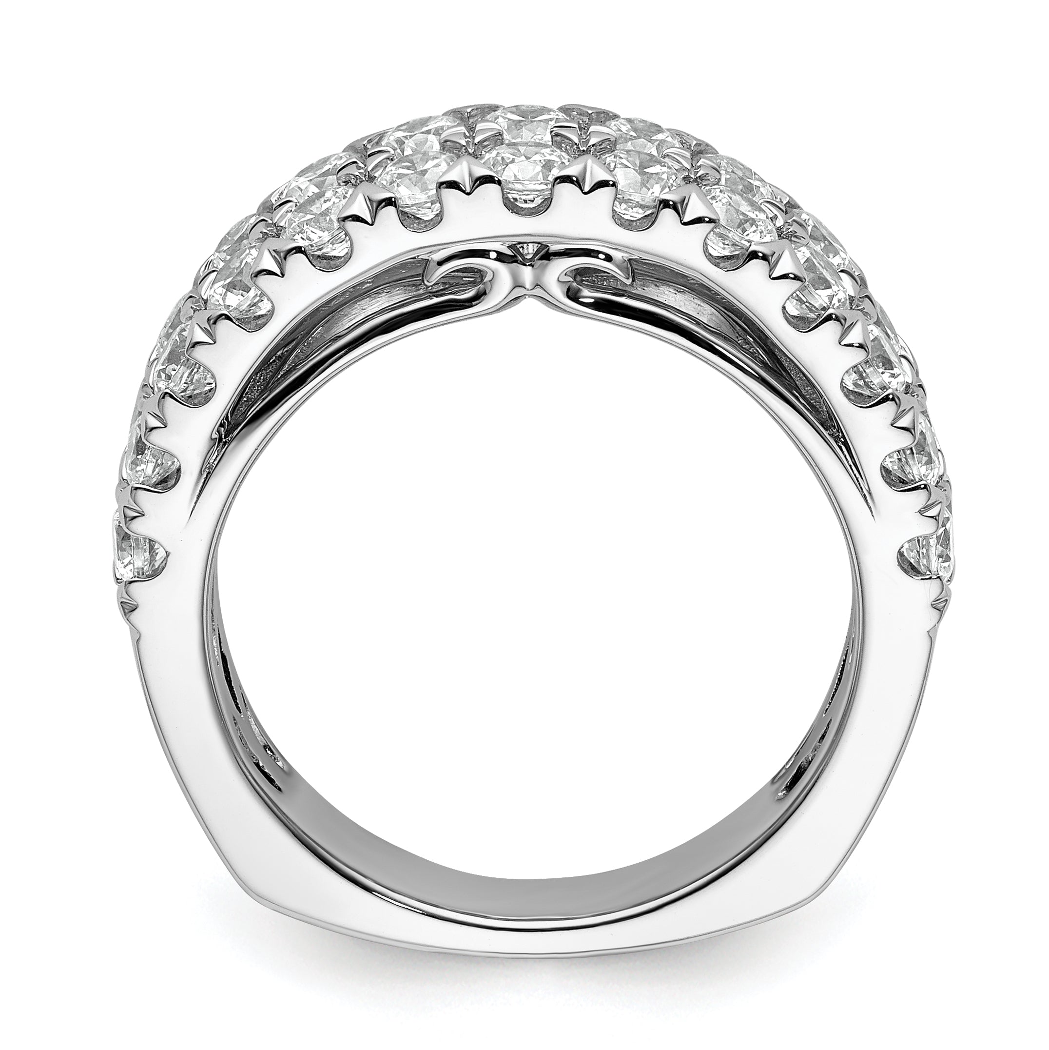 14k White Gold 1 3/4 carat Lab Grown Diamond VS+ F+ Complete Double Row Fashion Band