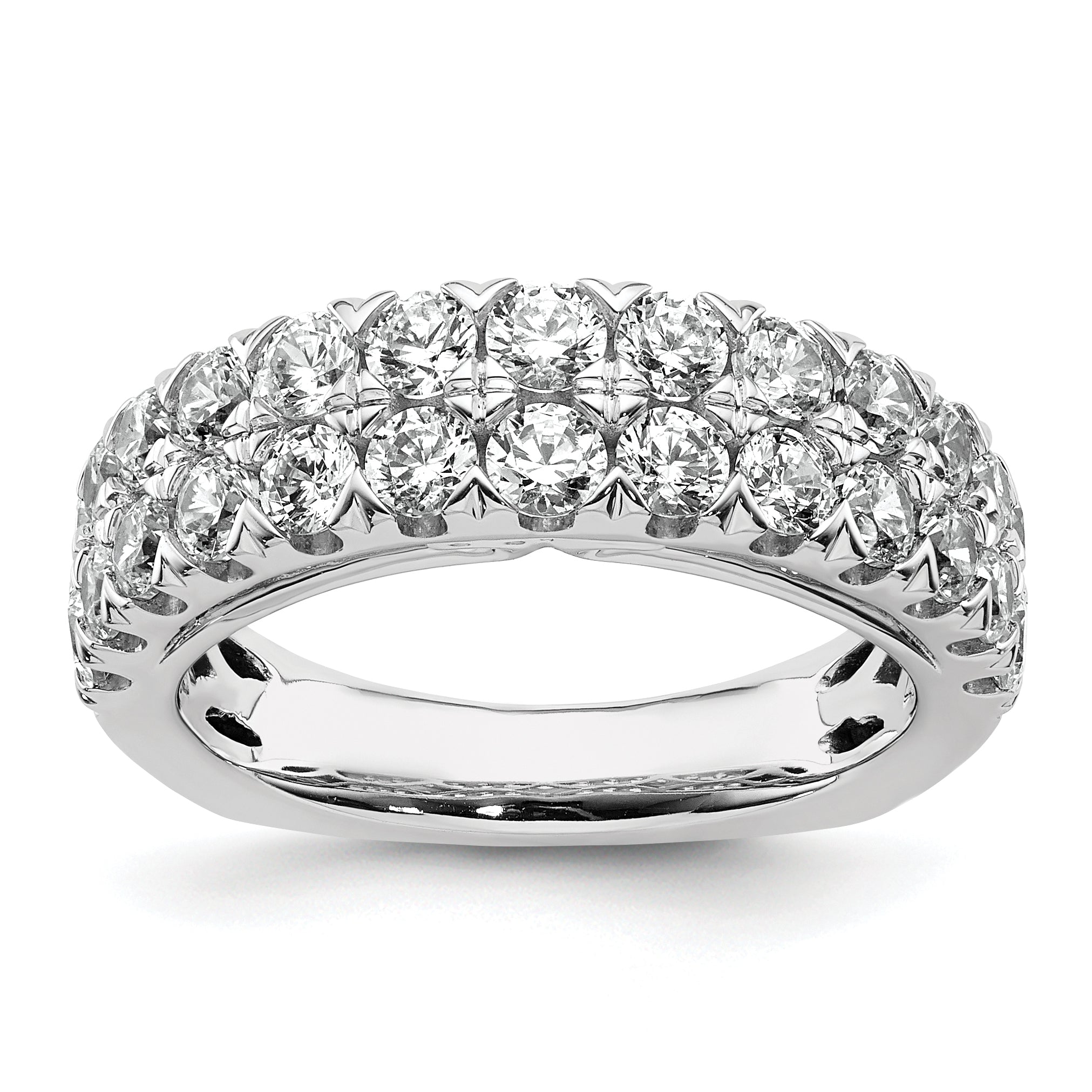 14k White Gold 1 3/4 carat Lab Grown Diamond VS+ F+ Complete Double Row Fashion Band Main image