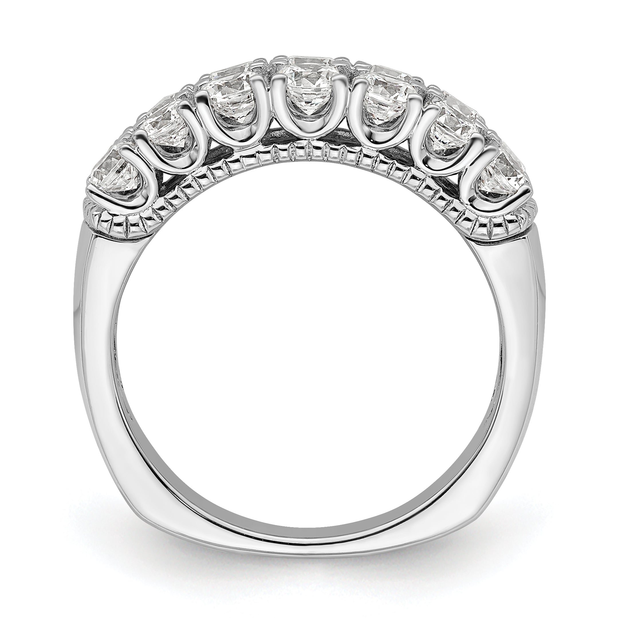 14k White Gold 1 5/8 carat Lab Grown Diamond VS/SI+ G+ Complete Double Row Fashion Band