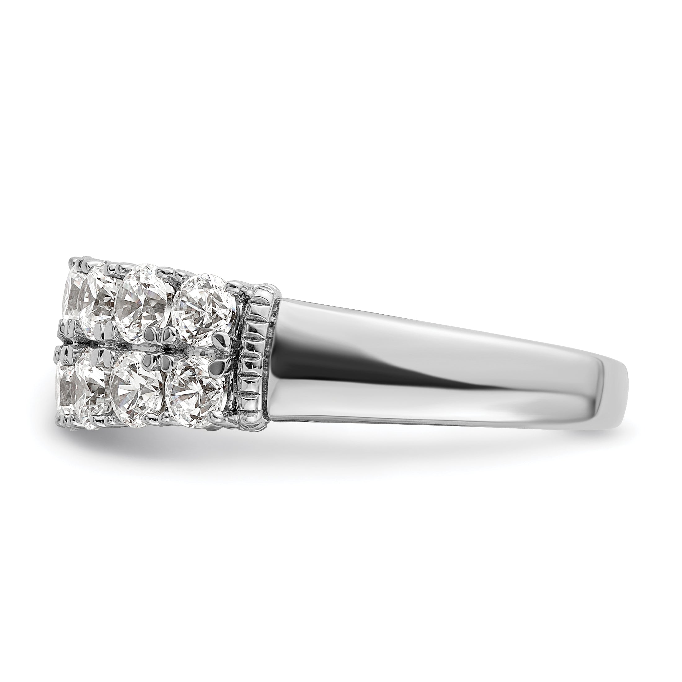 14k White Gold 1 5/8 carat Lab Grown Diamond VS/SI+ G+ Complete Double Row Fashion Band