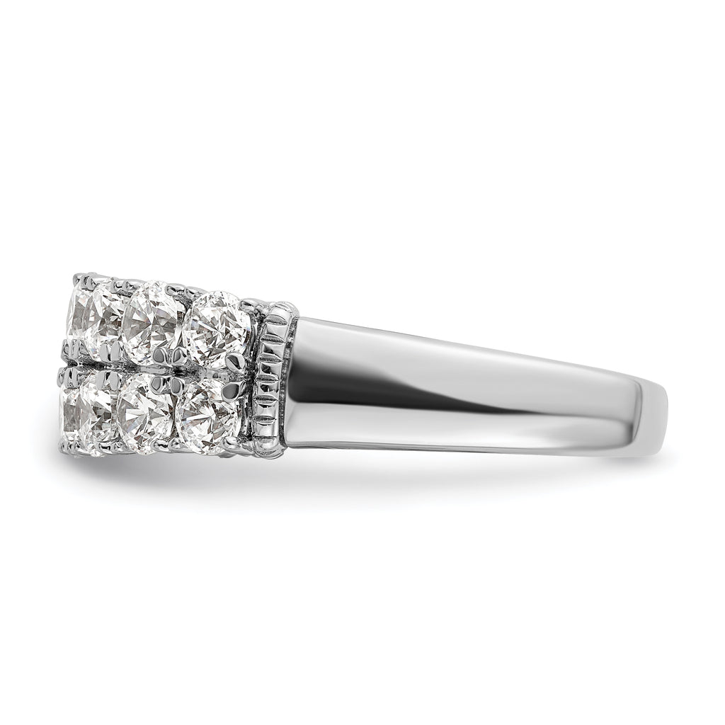 14k White Gold 1 5/8 carat Lab Grown Diamond VS/SI+ G+ Complete Double Row Fashion Band