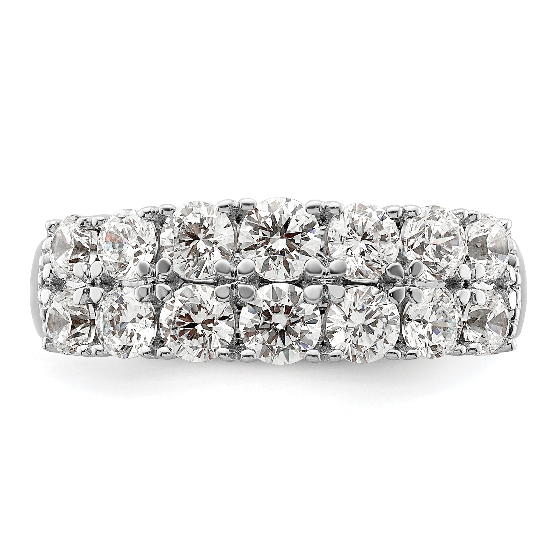 14k White Gold 1 5/8 carat Lab Grown Diamond VS/SI+ G+ Complete Double Row Fashion Band