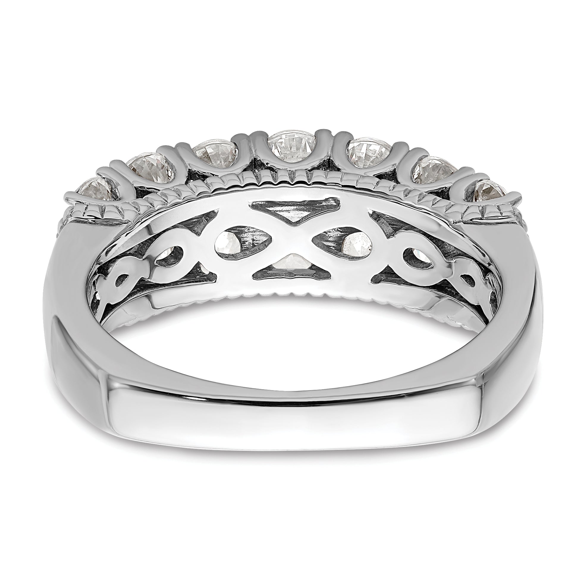 14k White Gold 1 5/8 carat Lab Grown Diamond VS/SI+ G+ Complete Double Row Fashion Band