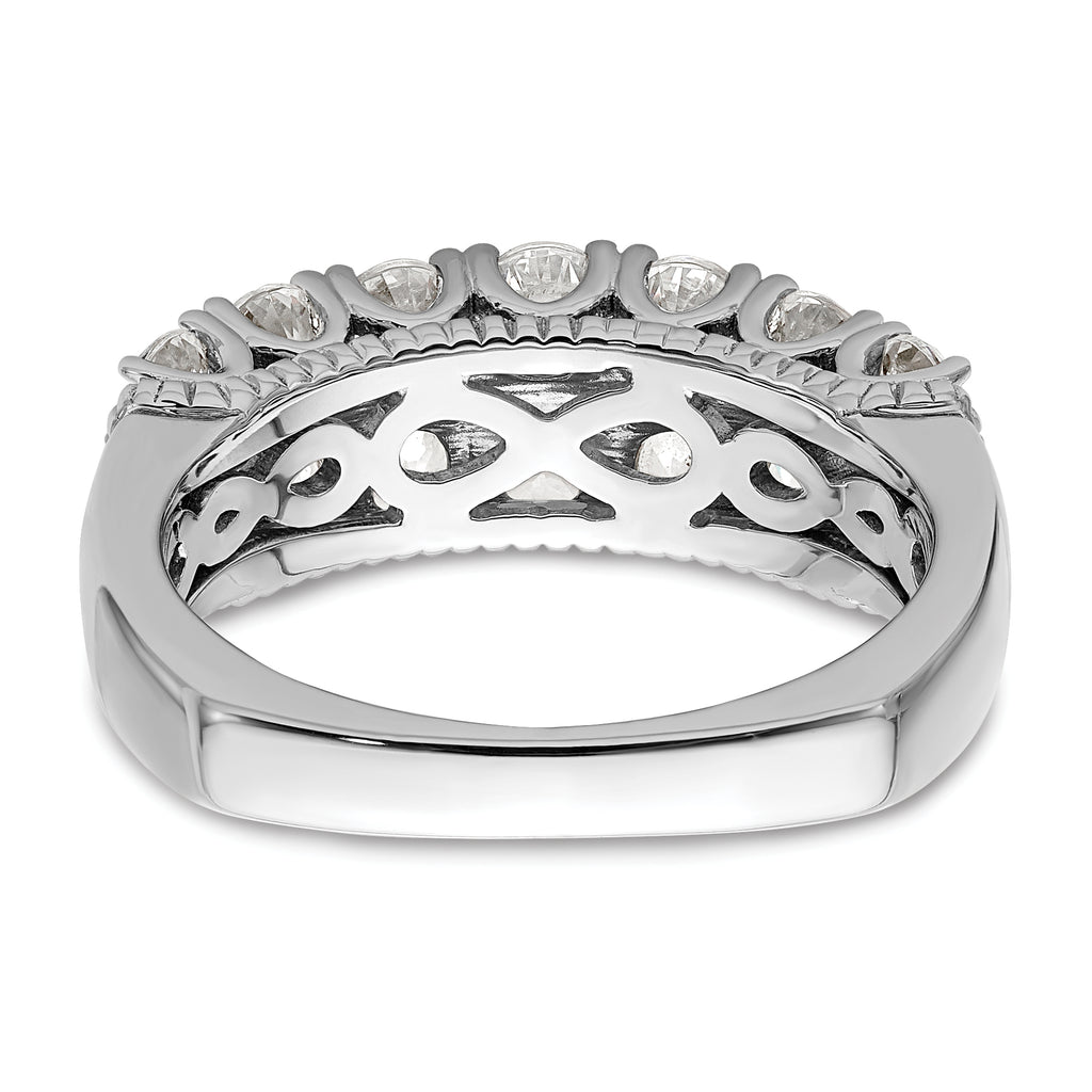 14k White Gold 1 5/8 carat Lab Grown Diamond VS/SI+ G+ Complete Double Row Fashion Band