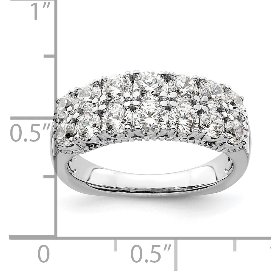 14k White Gold 1 5/8 carat Lab Grown Diamond VS/SI+ G+ Complete Double Row Fashion Band