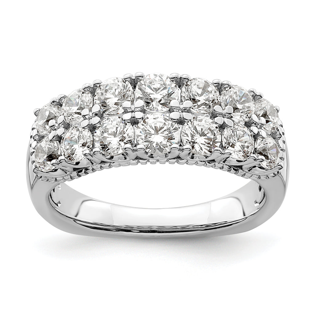 14k White Gold 1 5/8 carat Lab Grown Diamond VS/SI+ G+ Complete Double Row Fashion Band