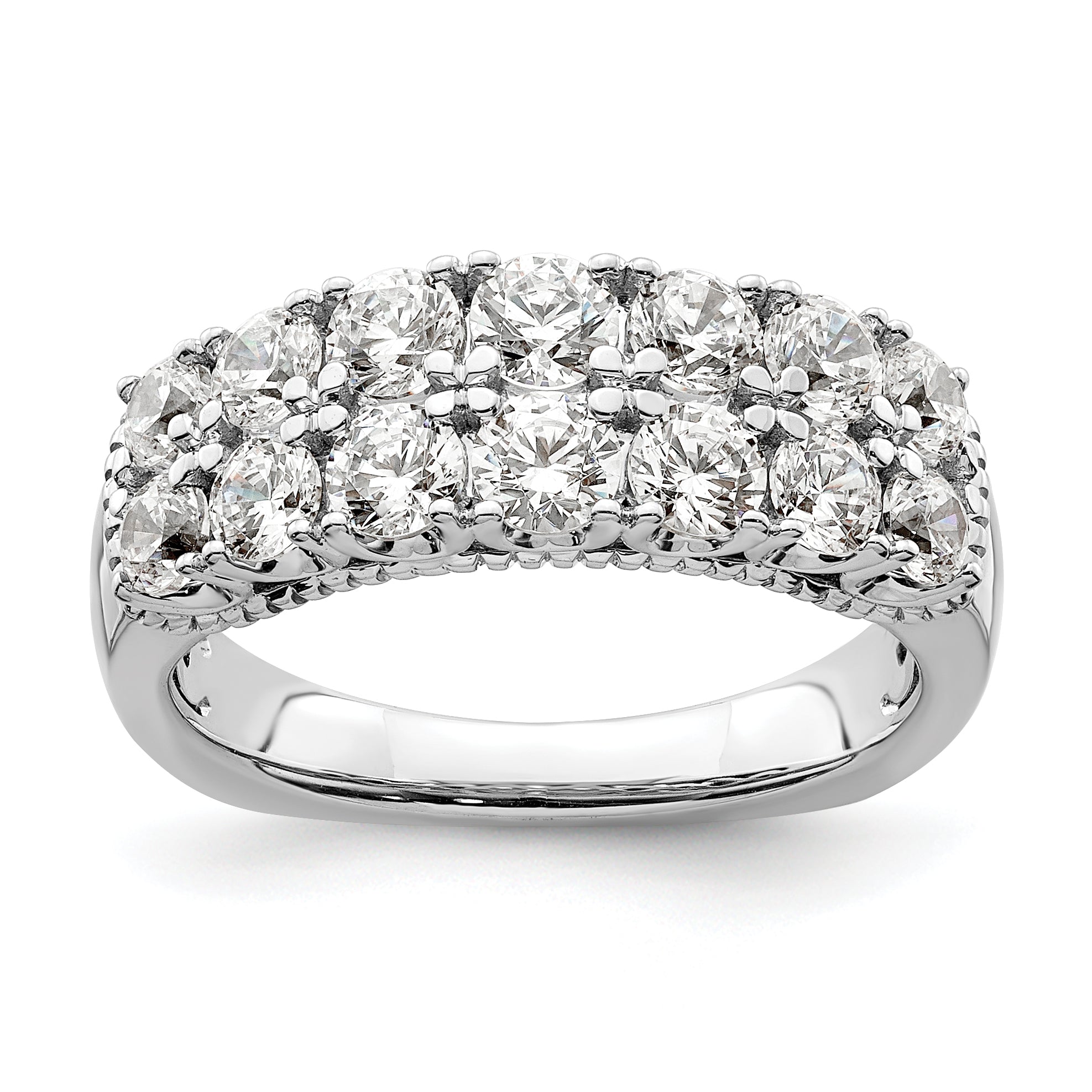 14k White Gold 1 5/8 carat Lab Grown Diamond VS/SI+ G+ Complete Double Row Fashion Band