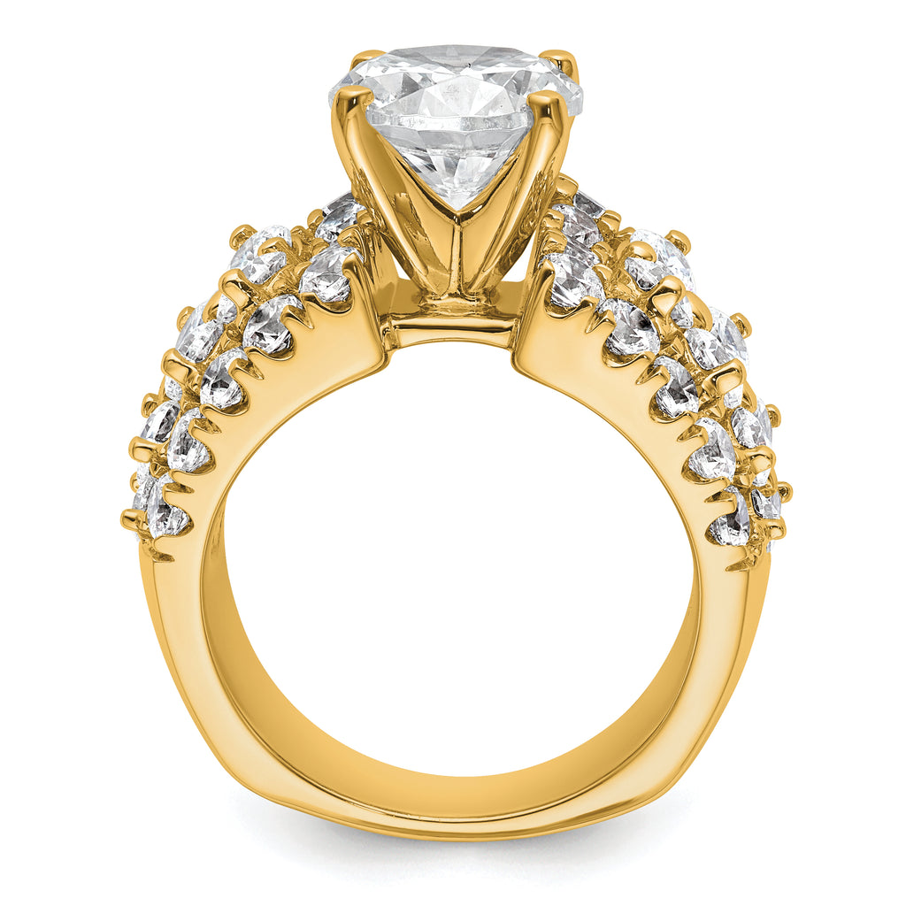 14k 3 3/8 carat Lab Grown Diamond VS/SI+ G+ 3 carat Round Center Semi Mount Engagement Ring