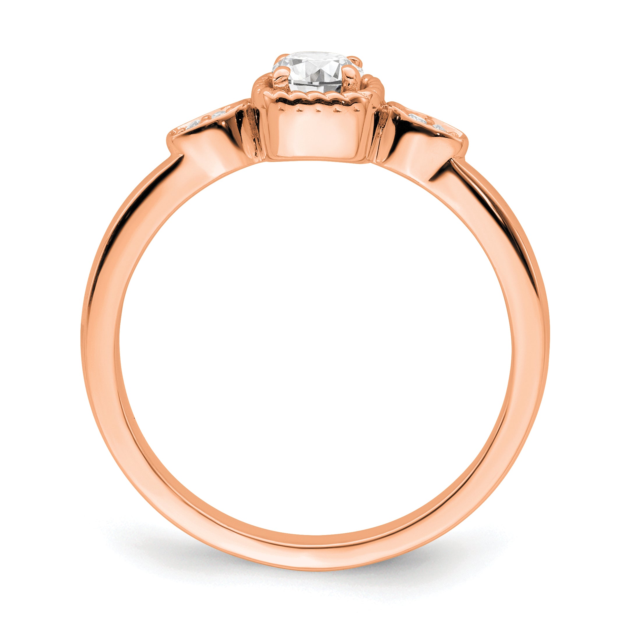14K Rose Gold First Promise Lab Grown VS/SI+ G+ Dia Rope Edge Comp Ring