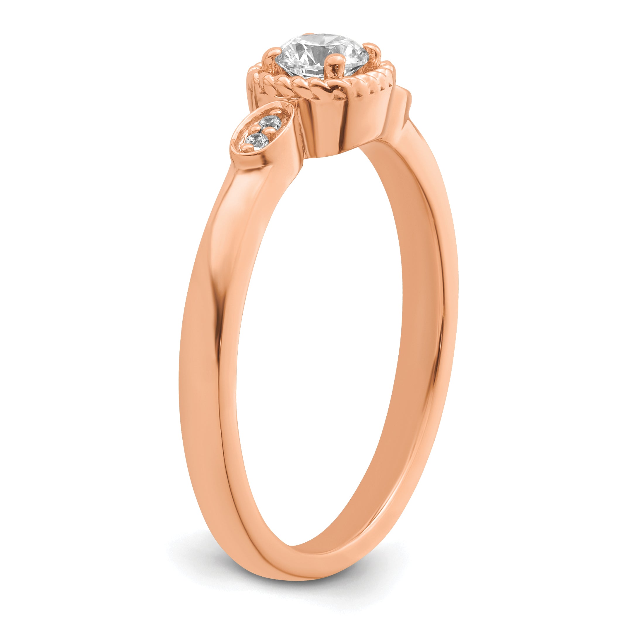 14K Rose Gold First Promise Lab Grown VS/SI+ G+ Dia Rope Edge Comp Ring