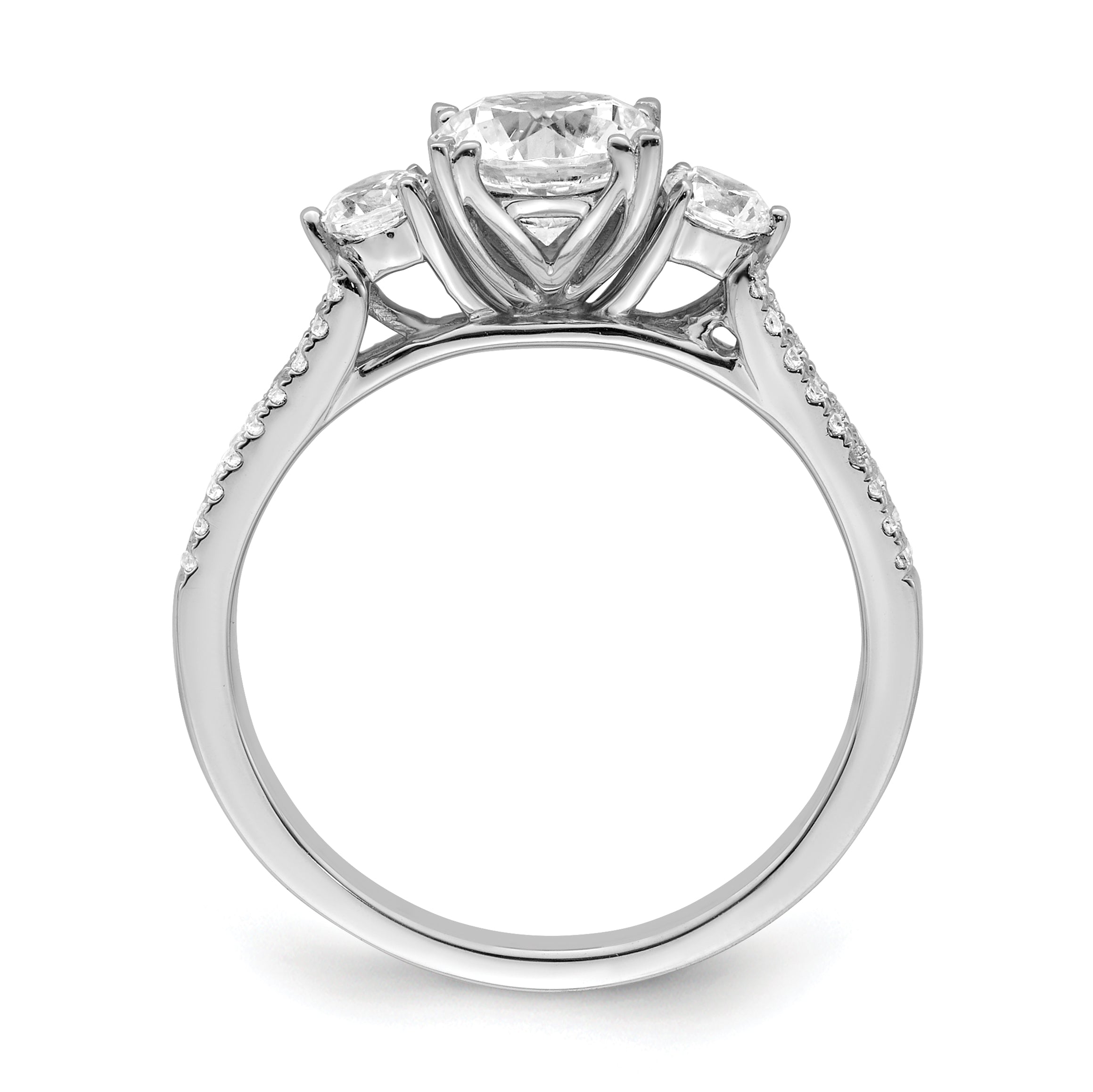 14k White Gold 3/8 carat Lab Grown Diamond VS/SI+ G+ 1 carat Center Round Semi Mount Engagement Ring