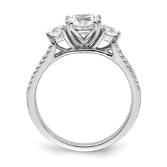 14k White Gold 3/8 carat Lab Grown Diamond VS/SI+ G+ 1 carat Center Round Semi Mount Engagement Ring