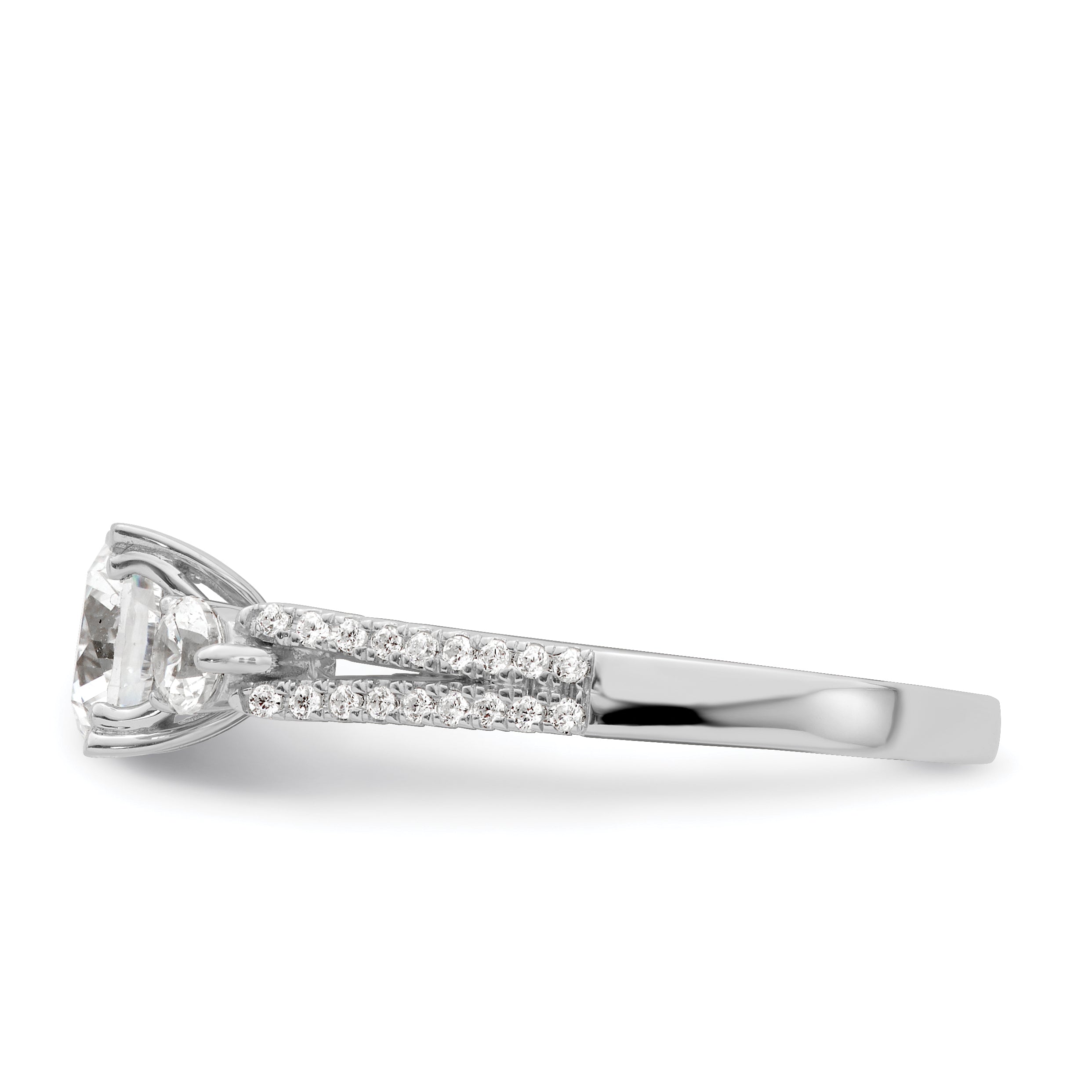14k White Gold 3/8 carat Lab Grown Diamond VS/SI+ G+ 1 carat Center Round Semi Mount Engagement Ring