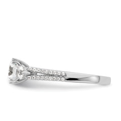 14k White Gold 3/8 carat Lab Grown Diamond VS/SI+ G+ 1 carat Center Round Semi Mount Engagement Ring