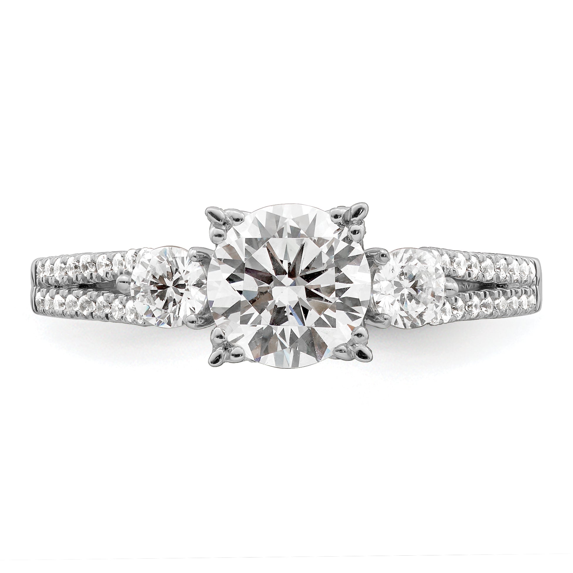 14k White Gold 3/8 carat Lab Grown Diamond VS/SI+ G+ 1 carat Center Round Semi Mount Engagement Ring
