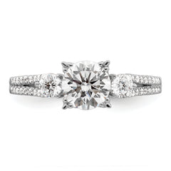 14k White Gold 3/8 carat Lab Grown Diamond VS/SI+ G+ 1 carat Center Round Semi Mount Engagement Ring