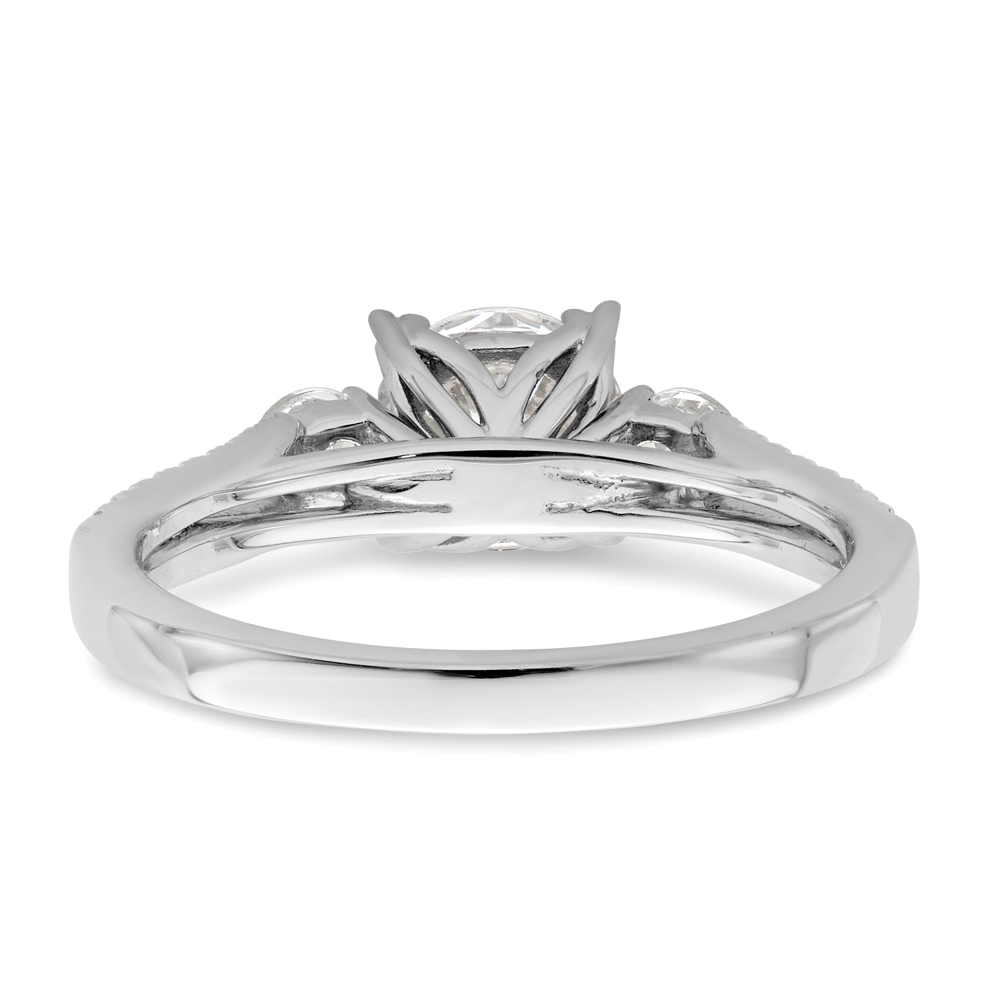 14k White Gold 3/8 carat Lab Grown Diamond VS/SI+ G+ 1 carat Center Round Semi Mount Engagement Ring