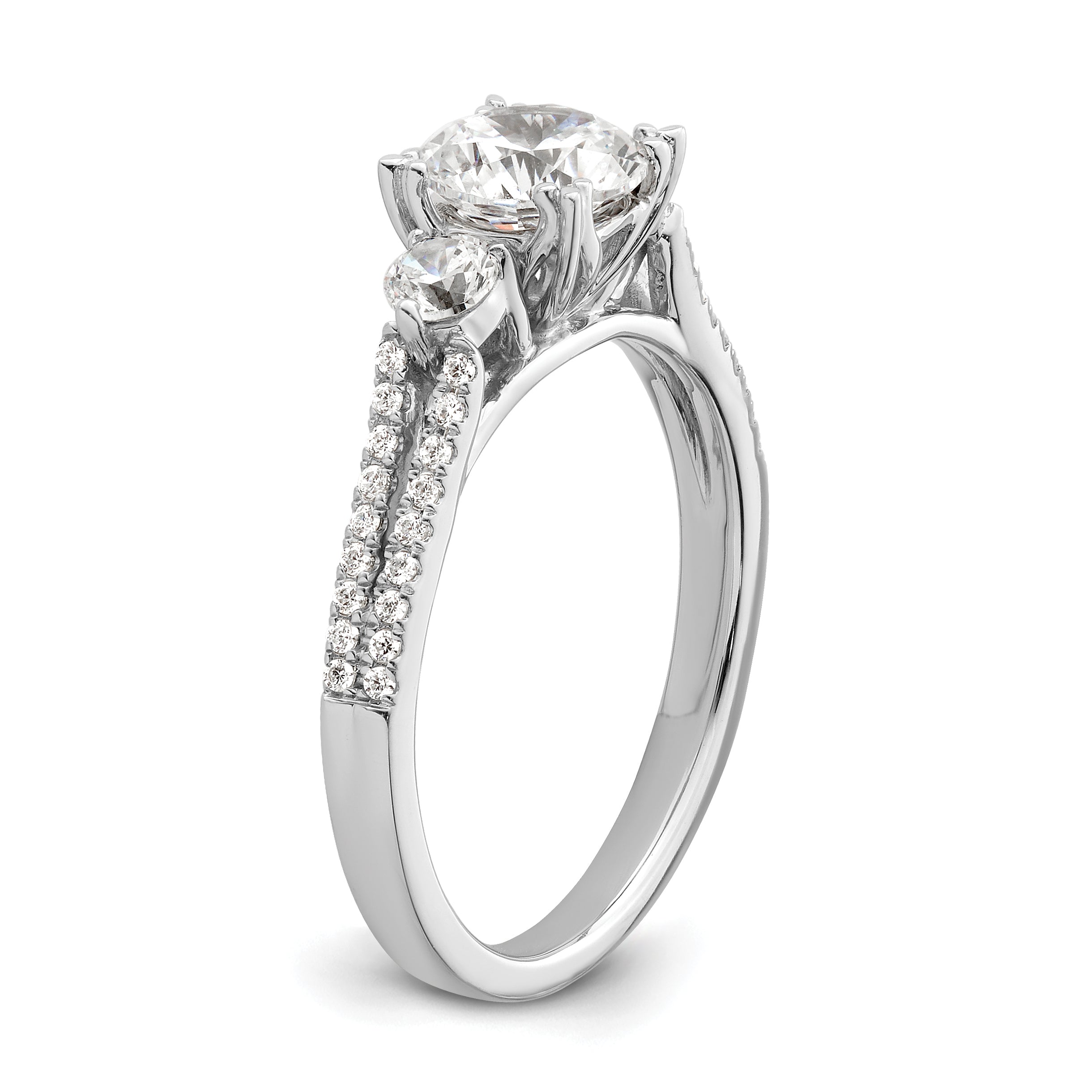 14k White Gold 3/8 carat Lab Grown Diamond VS/SI+ G+ 1 carat Center Round Semi Mount Engagement Ring