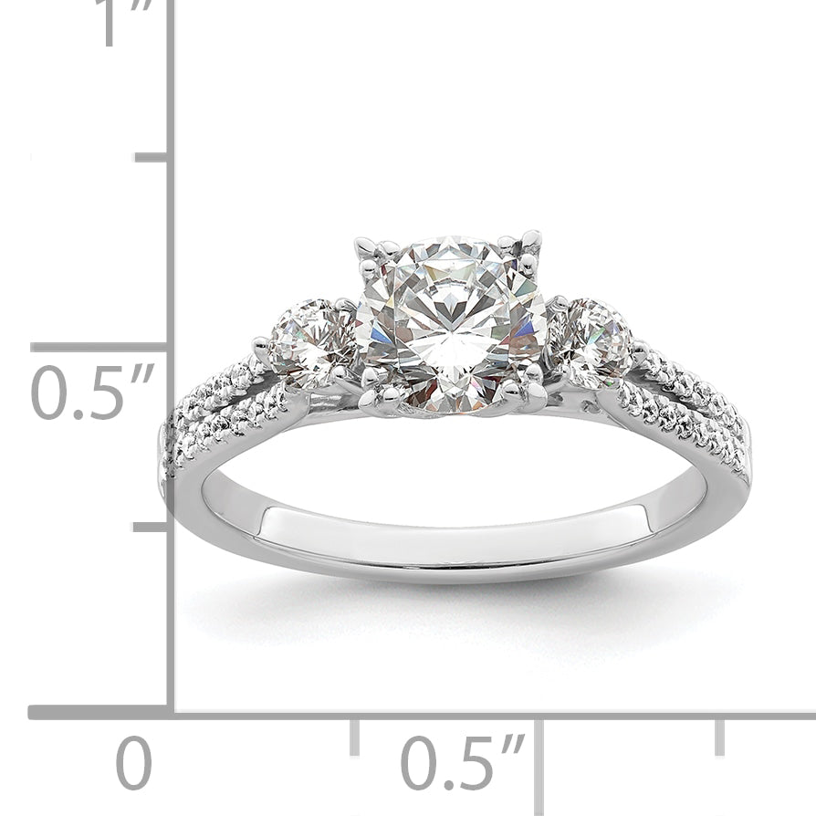 14k White Gold 3/8 carat Lab Grown Diamond VS/SI+ G+ 1 carat Center Round Semi Mount Engagement Ring