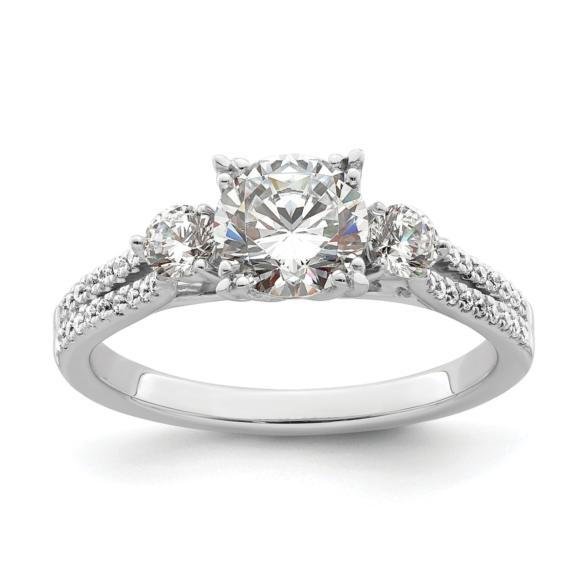 14k White Gold 3/8 carat Lab Grown Diamond VS/SI+ G+ 1 carat Center Round Semi Mount Engagement Ring