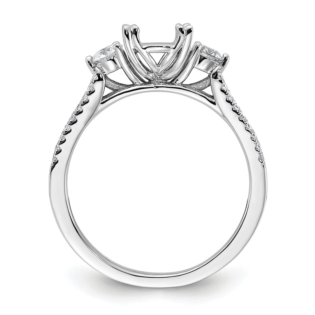 14k White Gold 3/8 carat Lab Grown Diamond VS/SI+ G+ 1 carat Center Oval Semi Mount Engagement Ring