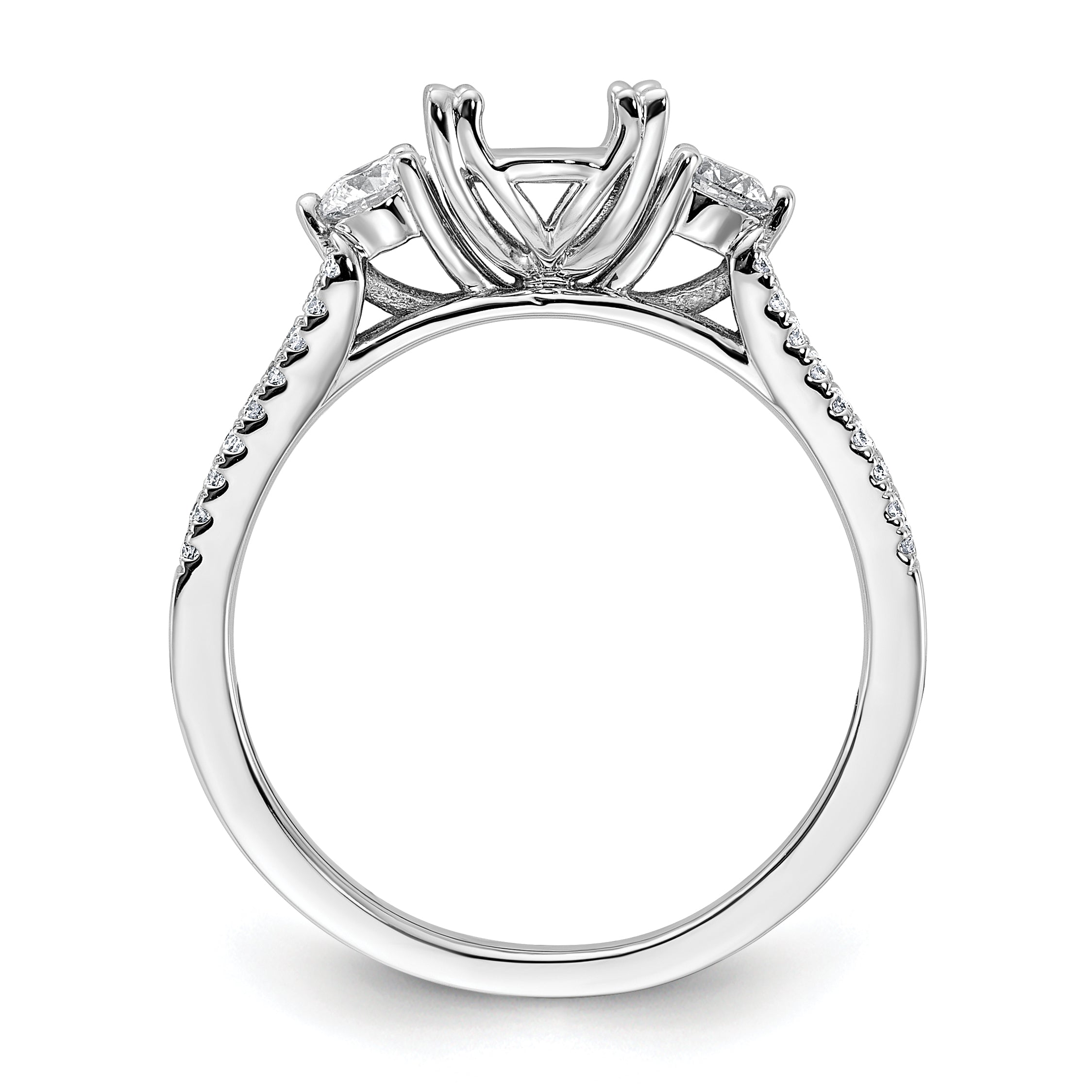 14k White Gold 3/8 carat Lab Grown Diamond VS/SI+ G+ 1 carat Center Oval Semi Mount Engagement Ring