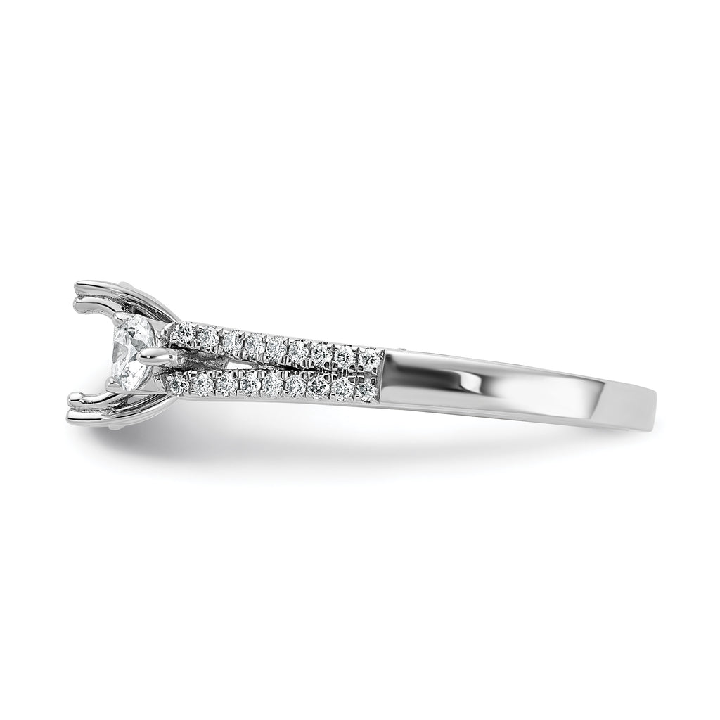 14k White Gold 3/8 carat Lab Grown Diamond VS/SI+ G+ 1 carat Center Oval Semi Mount Engagement Ring