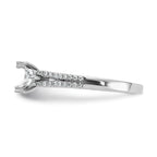 14k White Gold 3/8 carat Lab Grown Diamond VS/SI+ G+ 1 carat Center Oval Semi Mount Engagement Ring