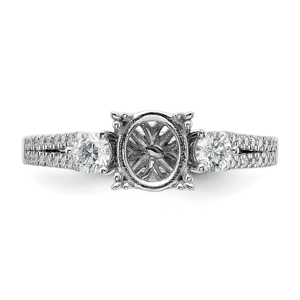 14k White Gold 3/8 carat Lab Grown Diamond VS/SI+ G+ 1 carat Center Oval Semi Mount Engagement Ring