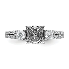 14k White Gold 3/8 carat Lab Grown Diamond VS/SI+ G+ 1 carat Center Oval Semi Mount Engagement Ring