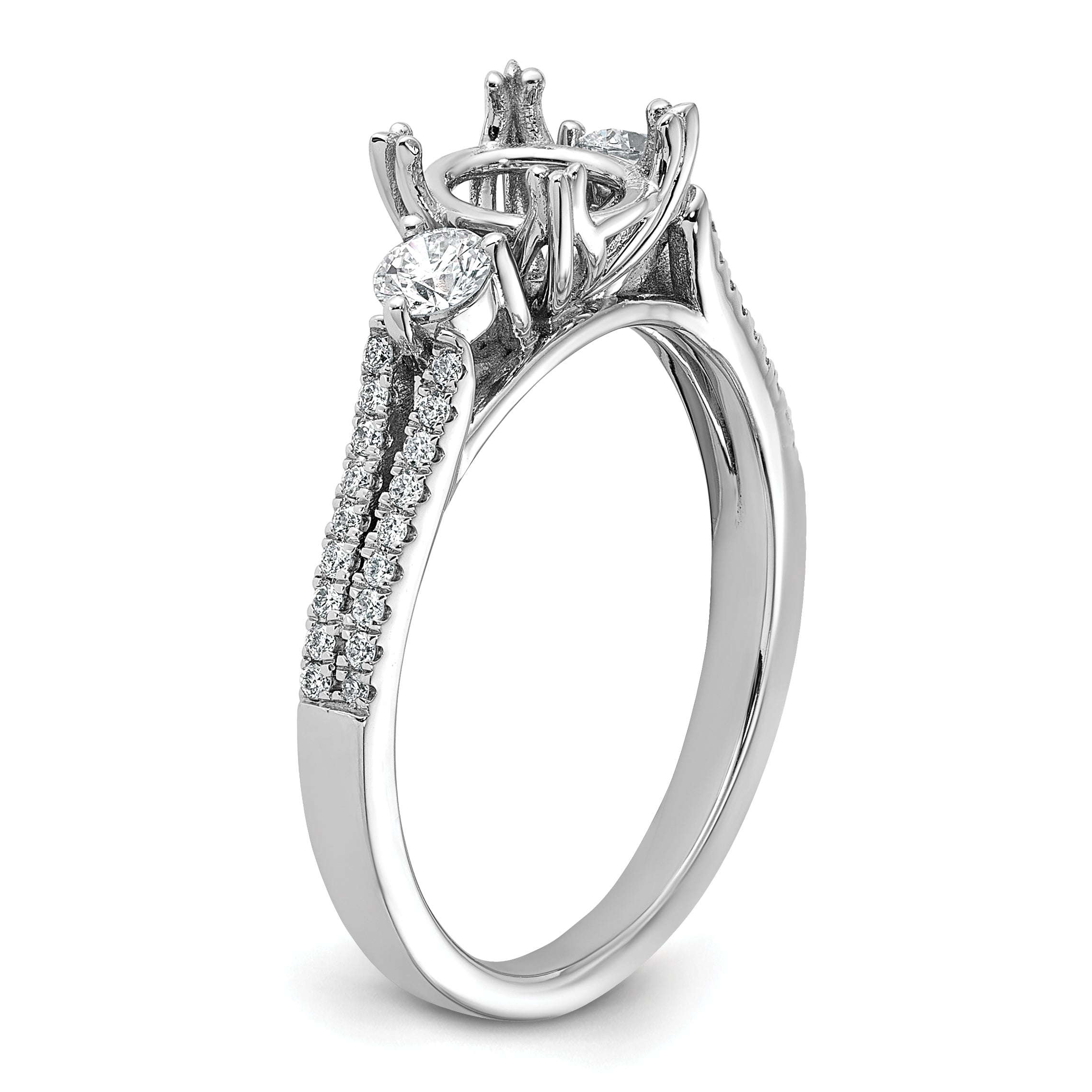 14k White Gold 3/8 carat Lab Grown Diamond VS/SI+ G+ 1 carat Center Oval Semi Mount Engagement Ring