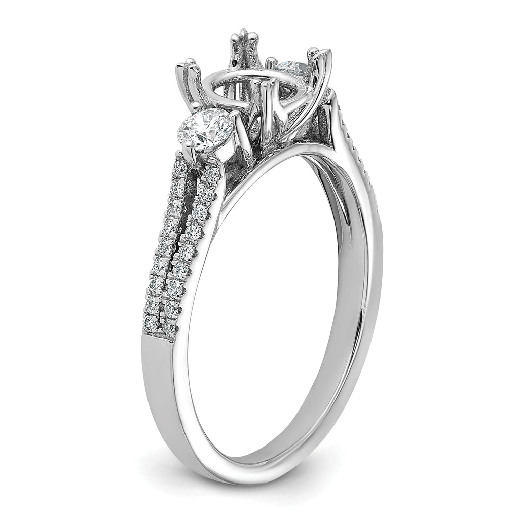 14k White Gold 3/8 carat Lab Grown Diamond VS/SI+ G+ 1 carat Center Oval Semi Mount Engagement Ring