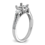 14k White Gold 3/8 carat Lab Grown Diamond VS/SI+ G+ 1 carat Center Oval Semi Mount Engagement Ring