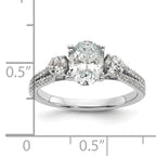 14k White Gold 3/8 carat Lab Grown Diamond VS/SI+ G+ 1 carat Center Oval Semi Mount Engagement Ring