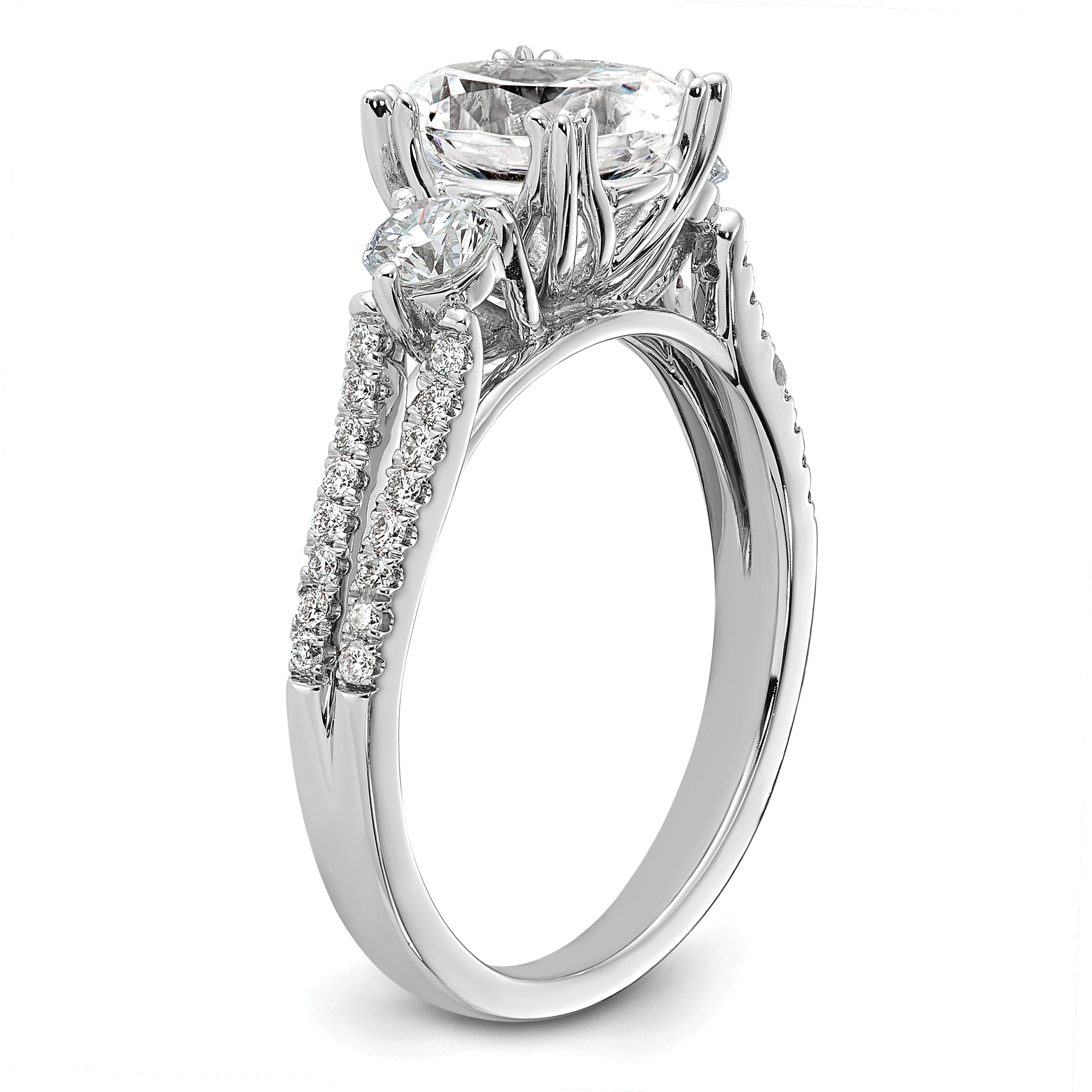 14k White Gold 1/2 carat Lab Grown Diamond VS/SI+ G+ 1 1/2 carat Center Oval Semi Mount Engagement Ring