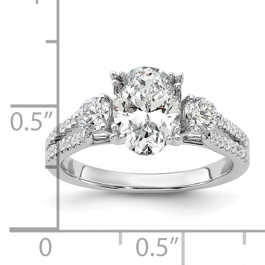 14k White Gold 1/2 carat Lab Grown Diamond VS/SI+ G+ 1 1/2 carat Center Oval Semi Mount Engagement Ring