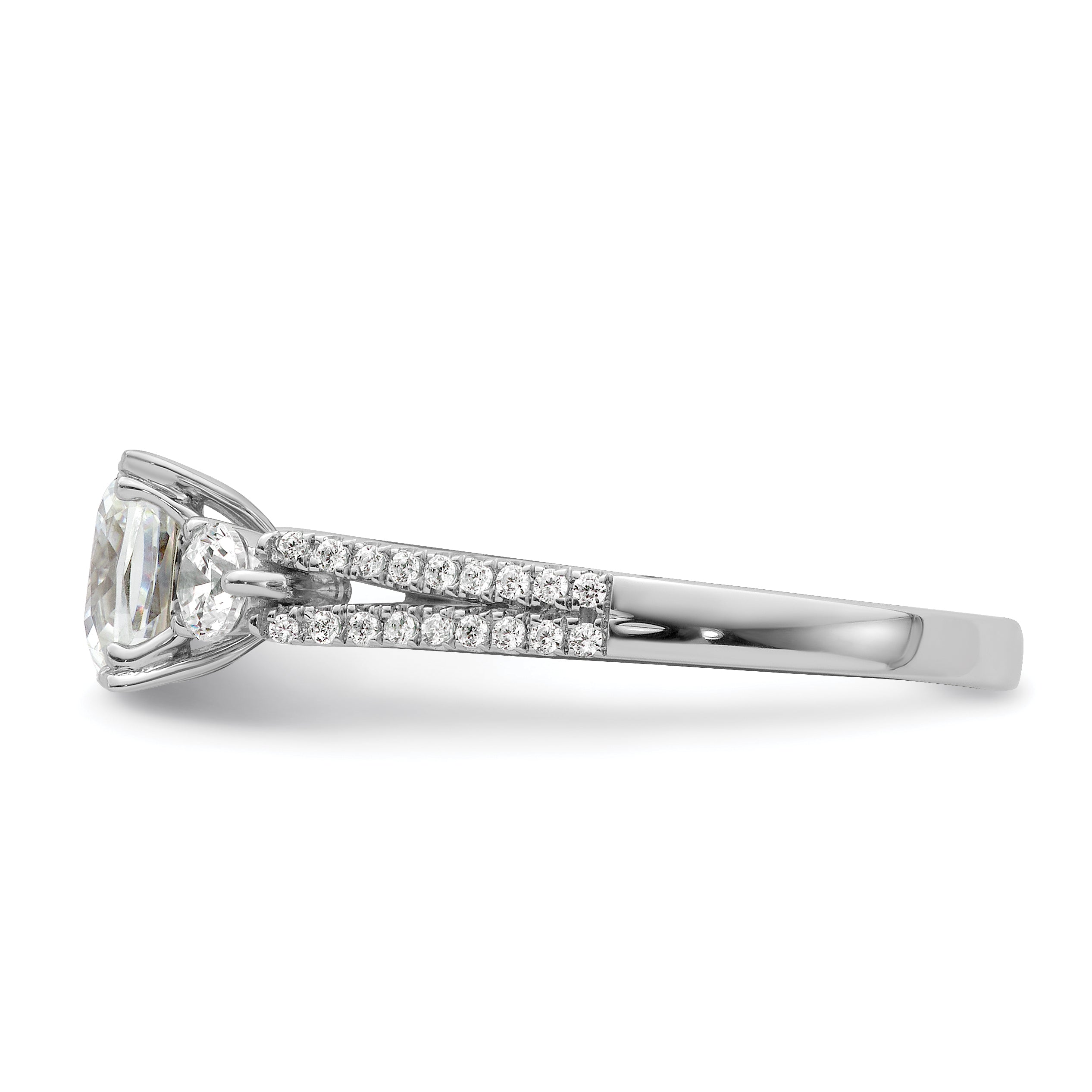 14k White Gold 3/4 carat Lab Grown Diamond VS/SI+ G+ 1 carat Center Cushion Semi Mount Engagement Ring