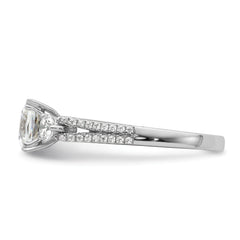14k White Gold 3/4 carat Lab Grown Diamond VS/SI+ G+ 1 carat Center Cushion Semi Mount Engagement Ring