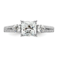 14k White Gold 3/4 carat Lab Grown Diamond VS/SI+ G+ 1 carat Center Cushion Semi Mount Engagement Ring