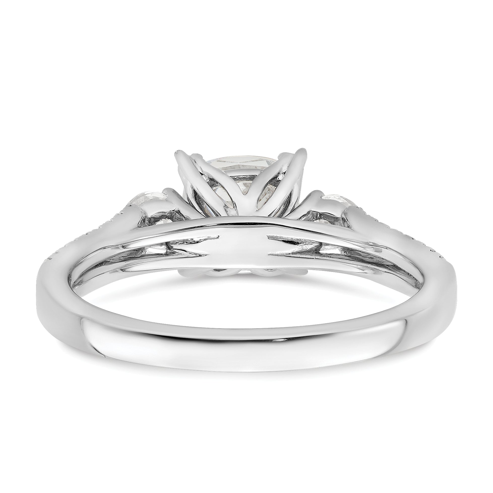 14k White Gold 3/4 carat Lab Grown Diamond VS/SI+ G+ 1 carat Center Cushion Semi Mount Engagement Ring