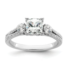14k White Gold 3/4 carat Lab Grown Diamond VS/SI+ G+ 1 carat Center Cushion Semi Mount Engagement Ring