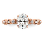 14k Rose Gold 1/8 carat Lab Grown Diamond VS/SI+ G+ 1 carat Center Oval Semi Mount Engagement Ring