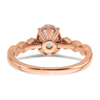 14k Rose Gold 1/8 carat Lab Grown Diamond VS/SI+ G+ 1 carat Center Oval Semi Mount Engagement Ring